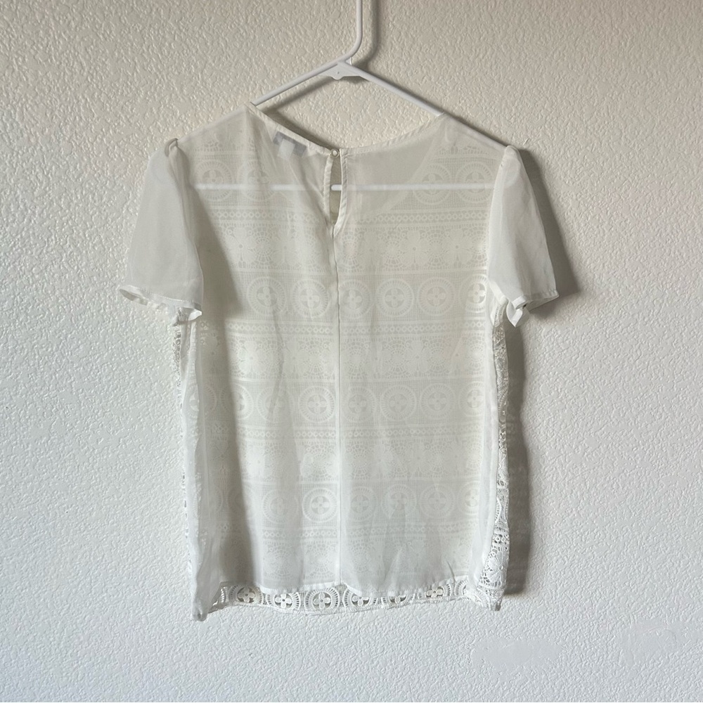 Charming Charlie Sheer Lace Women’s Small White Boho, Beachy Layer Blouse Top - Picture 2 of 8